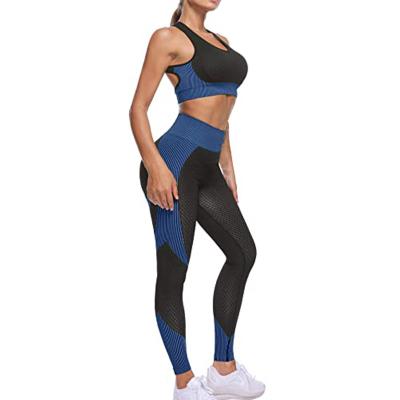 China 2021 New Custom Women Breathable Seamless Yoga Wear Two Piece Sportswear for sale