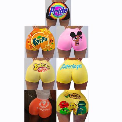 China Anti-Wrinkle Summer Gym Shorts High Waisted Custom Breathable Sports Ladies Sexy Pants Snack Cartoon Shorts Womens Biker Shorts 2021 for sale