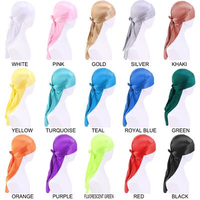 China Wholesale Custom Silk Satin Wave Hat HIP HOP Durag For Du-Cloths Logo Design Headwear High Quality Satin Bandana Women Men for sale