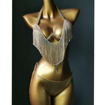 China Famous Brands Breathable Rhinestone Swimsuit Breathable Women 2 Piece Swimwear for sale