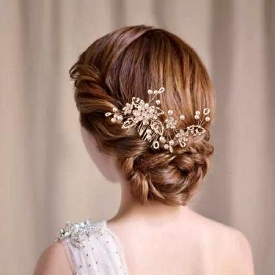 China Wholesale High Quality Bridal Wedding Rhinestone Pearl Rhinestone Hair Comb TXB-A007.GD TXB-A007.GD for sale