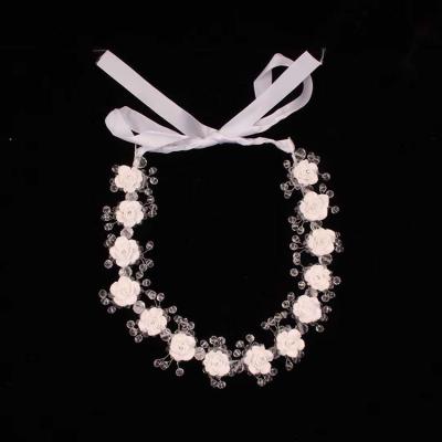 China Baroque Metal Rose Headband White Flower Wreath Bridesmaid Headpieces for sale