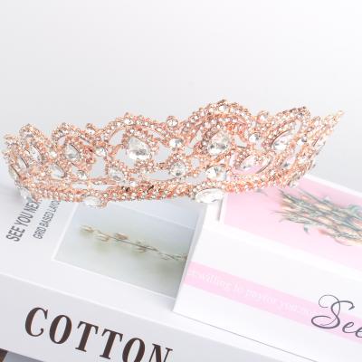 China Princess Tiara, pink gold hot pink rhinestone crown W14xH6 W14xH6 for sale