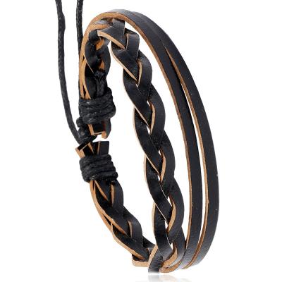 China European vintage jewelry bracelet men simple imitation cowhide leather bracelet and American vintage woven new for sale