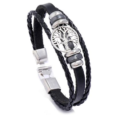 China And American Lucky Tree Lucky Tree Bracelet Men's European Alloy Personality Woven Bracelet Jewelry Fashion Leather Bracelet for sale