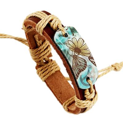 China Handmade Woven Butterfly Friendship Rope Bracelets Fashion Cute Leather Cuff Bracelet For Girls for sale