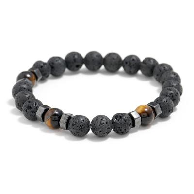 China Wholesale Graceful Natural Stone Stretch Beads Charm Bracelets Lava Hematite Stone Bracelet For Women Men for sale