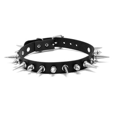 China Metal 2021 Goth Punk Spike Studded Leather Collar Choker For Women Club High Quality Sexy Jewelry Cool Necklace for sale