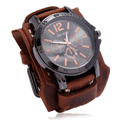 China Men's Handmade Dots Wristband Genuine Leather Relojes 2021 New Men's Quartz Watch Wristband Quartz Punk Watches for sale