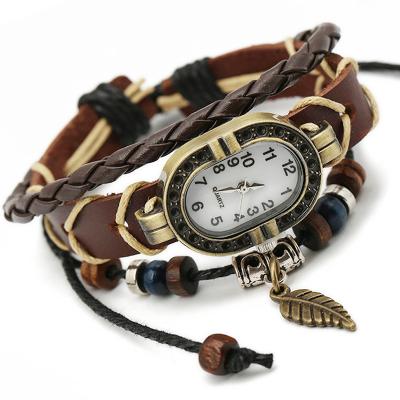 China Factory direct sales watch unisex braided genuine leather watch new retro for men and women for sale