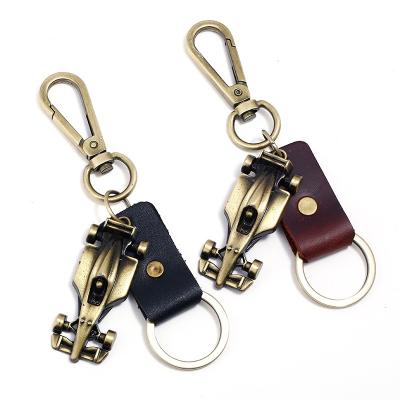 China Factory Direct Sales Wedding Party Anniversary Engagement Gift Retro Leather Men's Alloy Key Chain Packing Key Chain for sale