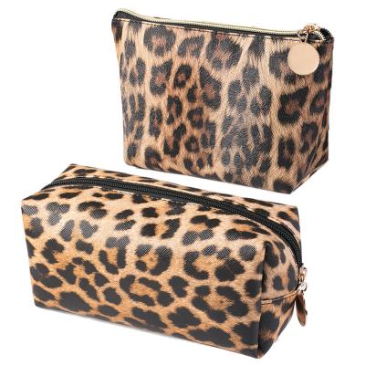 China 2Pcs Fashion Makeup Bag Travel Cosmetic Bag For Purse Bag Small Leopard Cute Pouch Gift For Women And Girls for sale