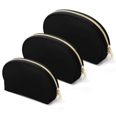 China 3Pcs Fashion Half Moon Makeup Bag Travel Portable Cosmetic Bag Waterproof Makeup Organizer with Double Gold Zipper Toiletry Bags for sale