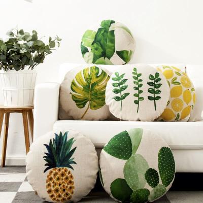 China Home Decor Single Cushion Case Covers Wholesaler Sofa Linen Digital Print Fabric Round Cushion Cover Pillow for sale