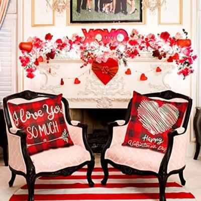 China Anti-Static Valentine Cushion Covers Hearts Pillowcases For Sofa Home Decor Decorative Throw Pillows Cover Microfiber for sale