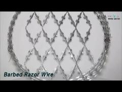 Cross Barbed Razor Wire Coil Galvanised For Security Fencing