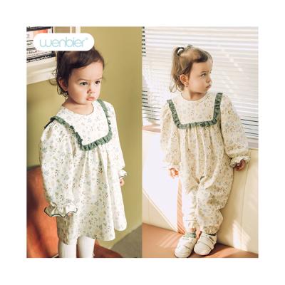 China 2022 New Arrivals High Quality Floral Lantern Sleeve Dress Spring Washable Original Design Baby Girl Dresses for sale