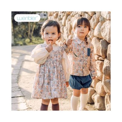 China 2022 New Arrivals High Quality Floral Lantern Sleeve Dress Spring Washable Original Design Baby Girl Dresses for sale