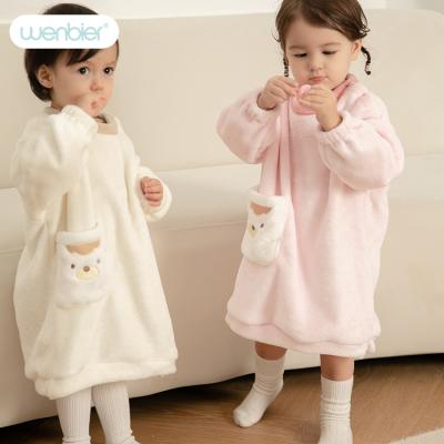 China 2022 Wenbier Autumn Winter Baby Sleepshirts Comfortable Support Coral Fleece Long Sleeve Baby Pajamas Suits Warm Thermal Baby Clothing Sets for sale