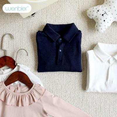 China Wholesale minimalist elegant floral basic style long sleeve baby top wenbier anti-shrink collar with polo shirt and ruffles for sale