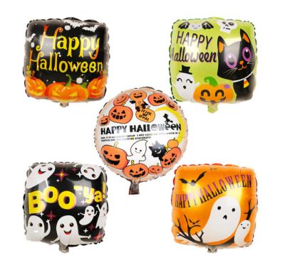 China Festival Supplies Halloween 18 Inch Round Square Foil Balloons Pumpkin Ghost Balloon Halloween Party Decoration Helium Balloons for sale