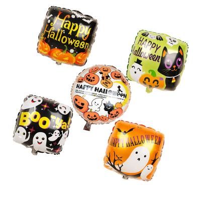 China Party Festival Supplies Happy Halloween Party Decoration Square Balloons Supplies 18 Inch Halloween Foil Balloon Set for sale