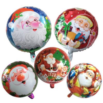 China Merry Party Festival Supplies Christmas Decoration Santa Claus Christmas Foil Balloon 18 Inch Christmas Round Foil Balloons for sale