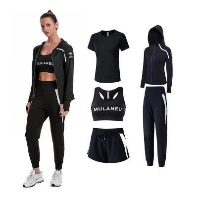 China Women's 5pcs Breathable Sport Suits Running Fitness Yoga Athletic Tracksuits for sale