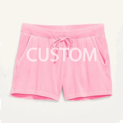 China custom wholesale Anti-wrinkle Anti-wrinkle Anti-wrinkle LOGO plus size women rose children toweling embroidery fleece 100%cotton toweling loose terry shorts summer for sale