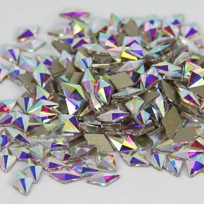 China Flatback Nail Art Decorations Glass Cabochons Ab Rhombus Hotfix Rhinestones 5mm*8mm for sale