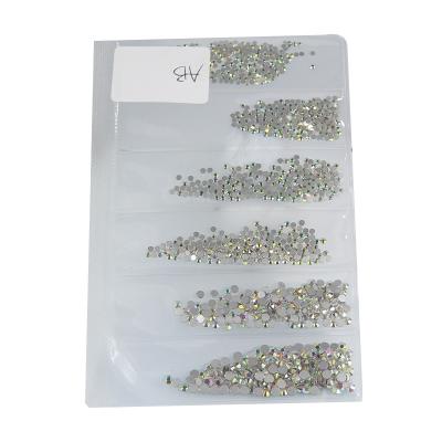 China Flatback DIY Diamond Glitter 6 sets Nail Art Decor Hot Fix White ab glass rhinestones for sale