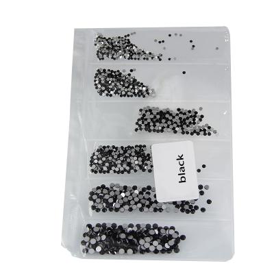 China 6Box Mix Nail Art Flatback Glass Round Crystal 3D Purple Black Rhinestones for sale