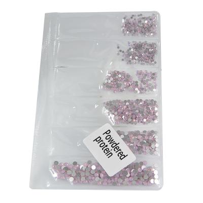 China Flatback 3D Flatback Nail Art Phone Decorations Non Hot Fix Glass Diy Pink 6 Box Flat Back Rhinestones for sale