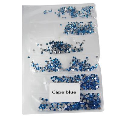 China 6Pcs Diy Flatback Manicure Nails Flat Back Multi Size Crystal Capri Blue 3D Art Rhinestones for sale