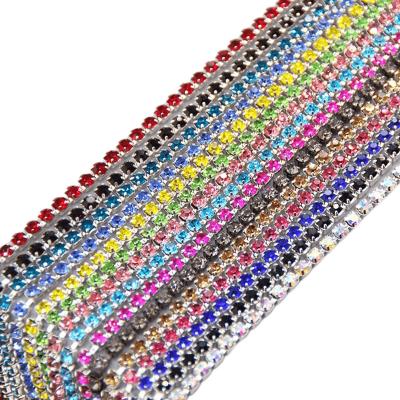 China Wholesale High Quality Flatback Yard Crystal AB Balance Link Rhinestone Silver Back Glass Chain Set for sale