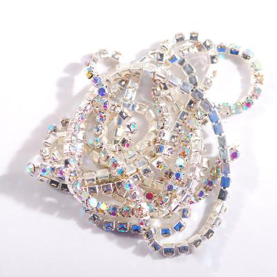 China Wholesale environmental inspection 10 yards sew on trim end chain trim ab rhinestone glass chain for sale