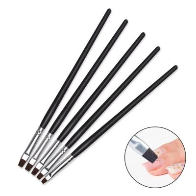 China 5PCS NAIL Set Nail Art Brush Flat Pen Painting Tips Builder Acrylic UV Gel Extension Design Polish Manicure Tools for sale