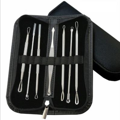 China High Quality 7 PCS Medical Stainless Steel Blackhead Remover Set Stainless Steel Comedones Extractor Acne Pimple Needle With Leather Bag for sale