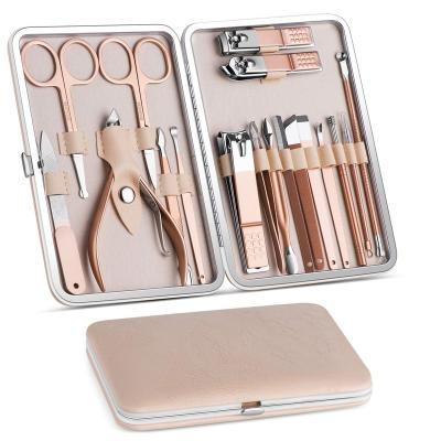 China 18 PCS Manicure Set Pedicure Kit Professional Grooming Kit Nail Factory 18 in 1 with Luxurious Travel Case for Women MS001 for sale