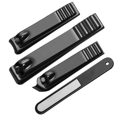 China 4 PCS Finger Set Toenail Clippers Black High Quality Steel and Toenail File Flat Toenail Curved Toenail Slope Edge Toenail Clippers with Case for sale