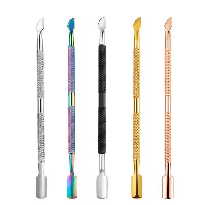 China Double Side Finger Cuticle Remover Nail Care Tool Cuticle Pusher Nail Polisher Knife for sale