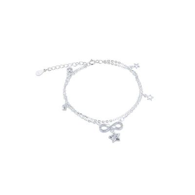 China 925 Elegant Women's Infinity Star Double Layer Silver Anklet Chain Wholesale FASHIONABLE for sale