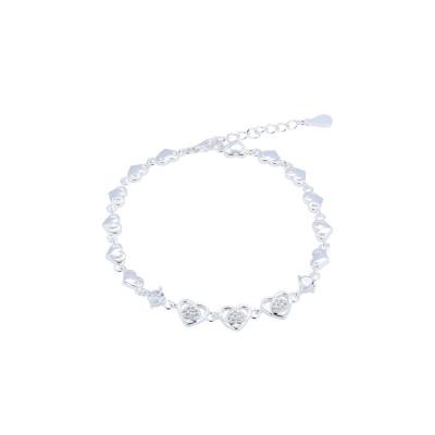 China Solid Sterling Silver Women Heart Shape Bracelet Charm Carat Diamond Shape Zircon Stone With FASHIONABLE 925 Bangles for sale