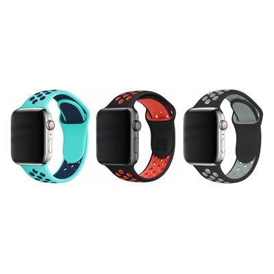 China Factory Price Silicone NATO Strap Silicone Apple Watch Band Double Color In Stock for sale