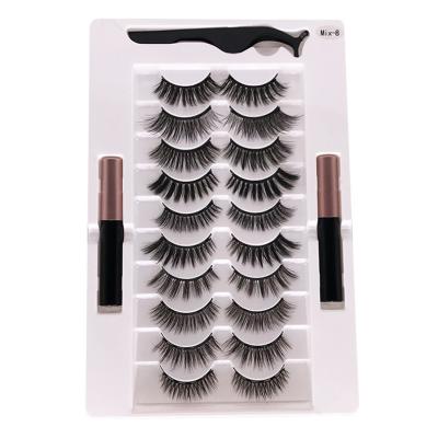 China Wholesale Reusable Handmade Magnetic Eyeliner Eye Lashes Kit Mink Magnetic False Eyelashes Set With Magnetic Eyeliner Liner for sale