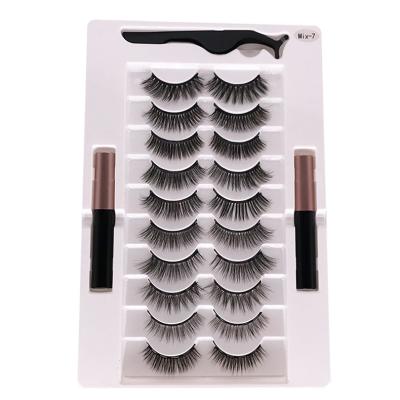 China Reusable Magnetic Eyeliner Eyeliner 10 Magnets Vendor Handwork With Magnetic Box Custom Packing False Eyelashes for sale