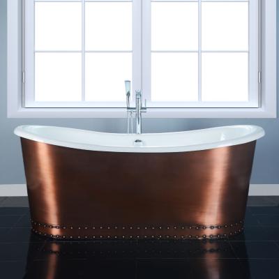 Китай NH-1022-1 Freestanding Antique Cast Iron Bathtub Enameled Iron Bathtub With Copper Skirt продается