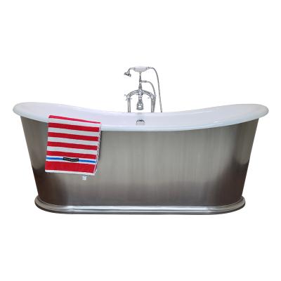 Chine Freestanding Wide Rim India Swimming Pool Outdoor Spa Bathroom Classic Cast Iron Bathtub With Stainless Steel Skirt à vendre