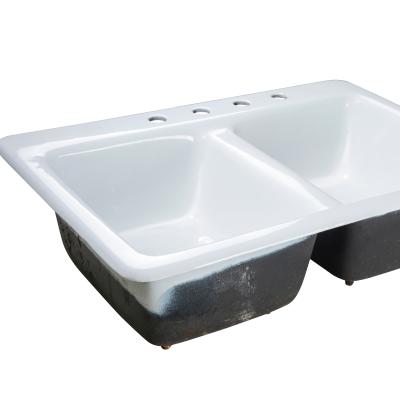 China Without Faucet Enamel Cast Iron Sink With One Bowl Cast Iron With White Enamel for sale