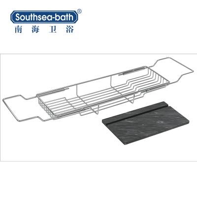 China Sustainable Bathtub Shelf Cast Iron Tub Rack With Stainless Steel Hardware for sale